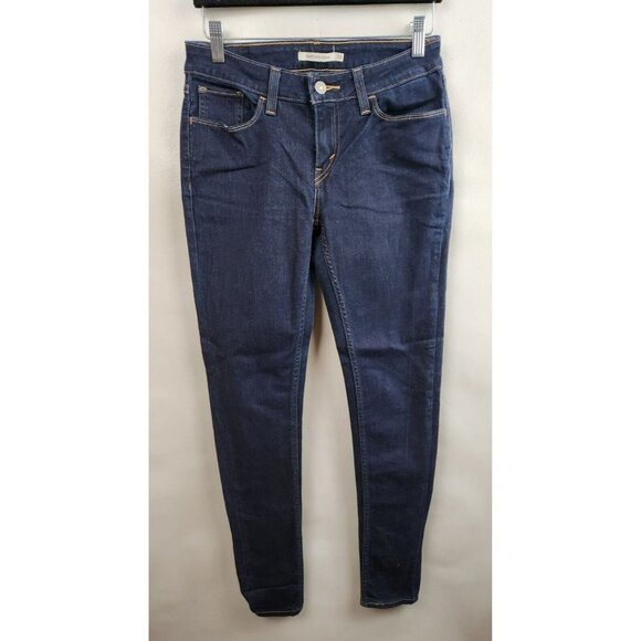 Levis 535 Blue Denim Dark Wash Super Skinny Jeans Size 28 - Picture 1 of 8